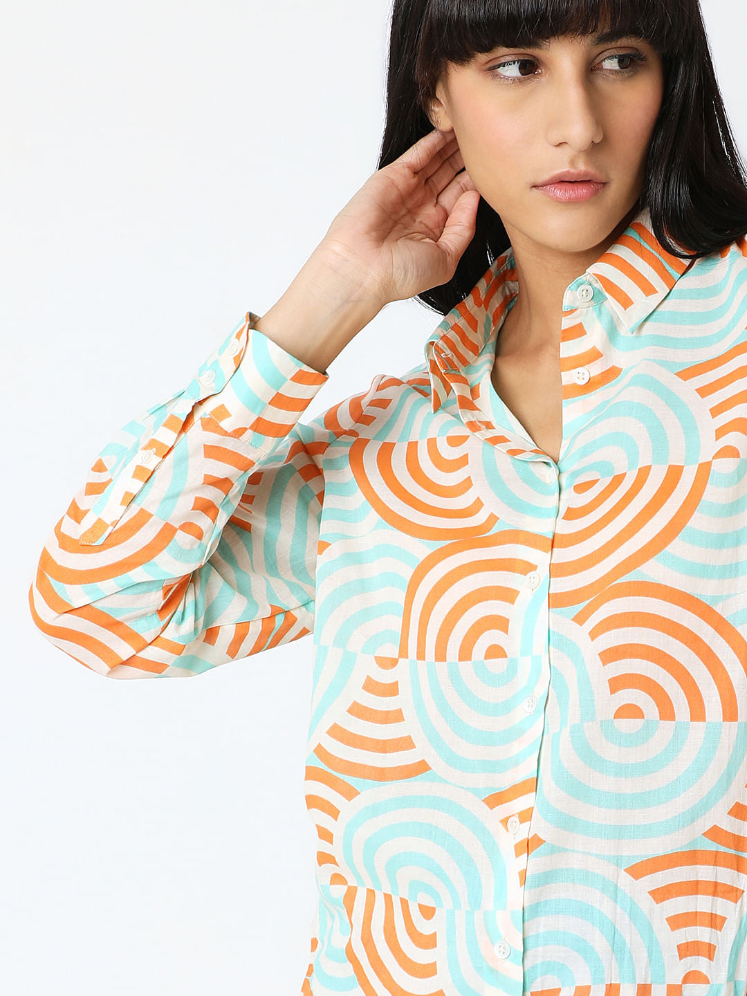 White Printed Cotton Shirt