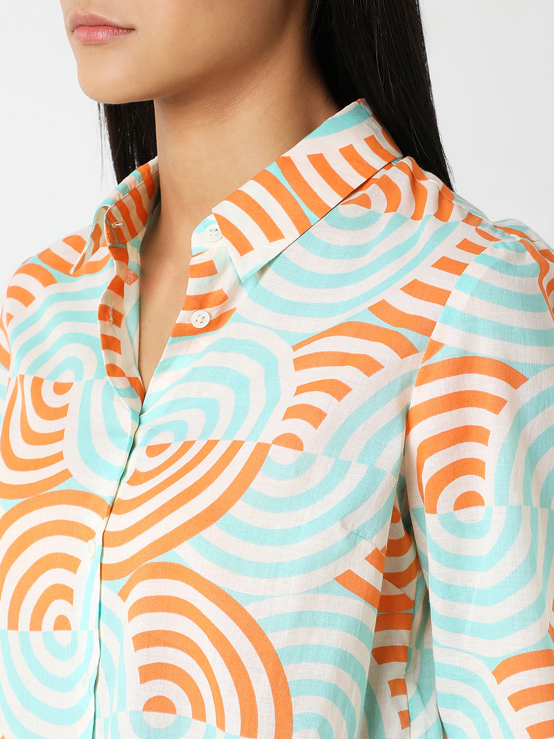 White Printed Cotton Shirt