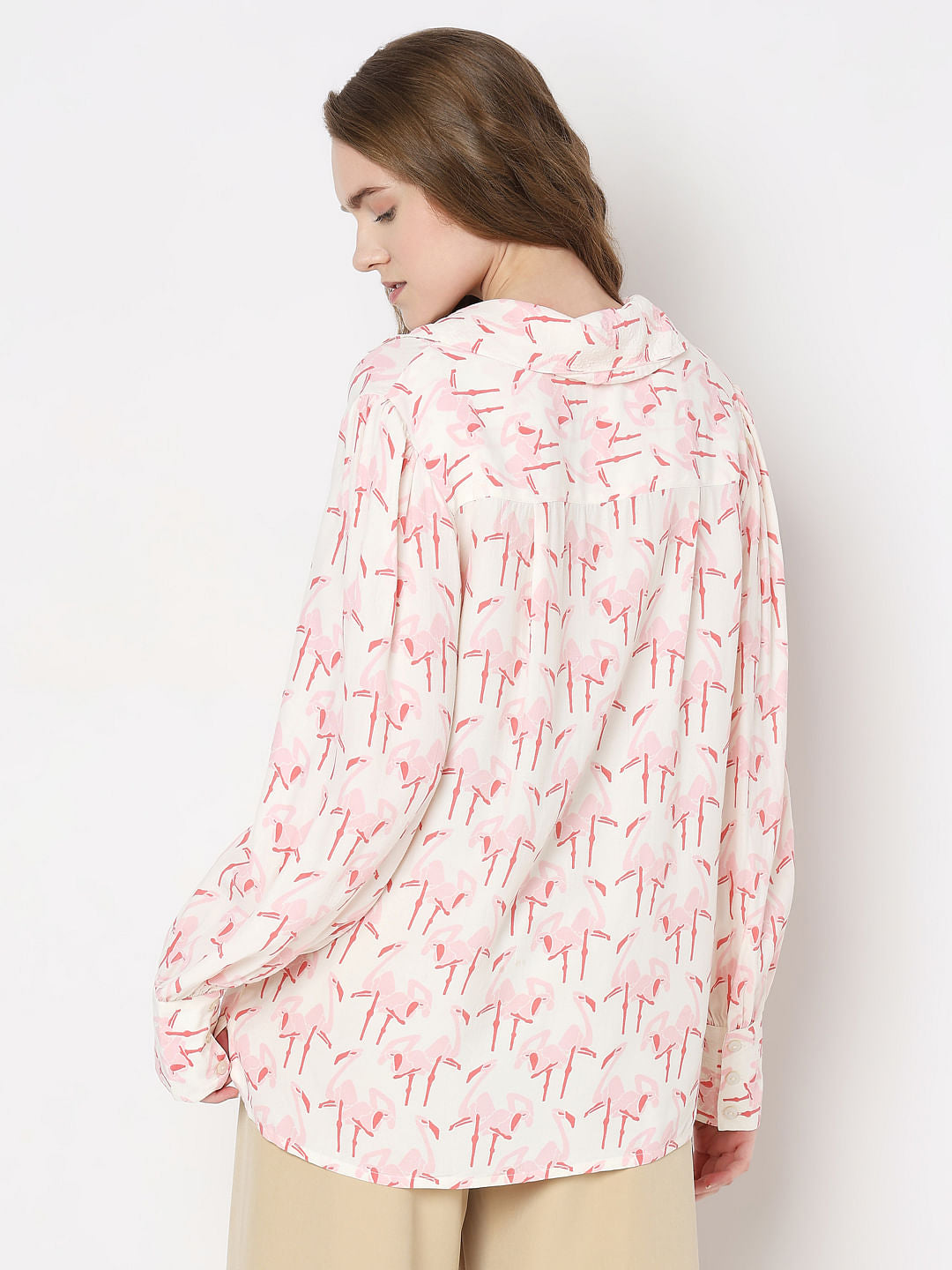 White Flamingo Print Shirt