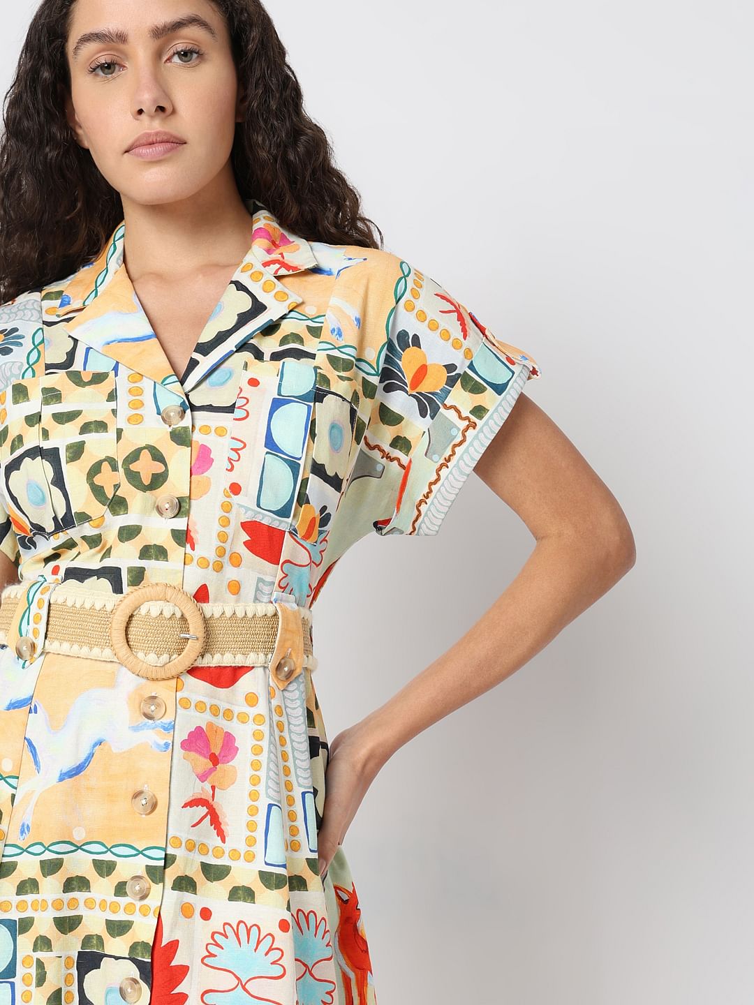 Multi-Colour Printed Shirt Dress