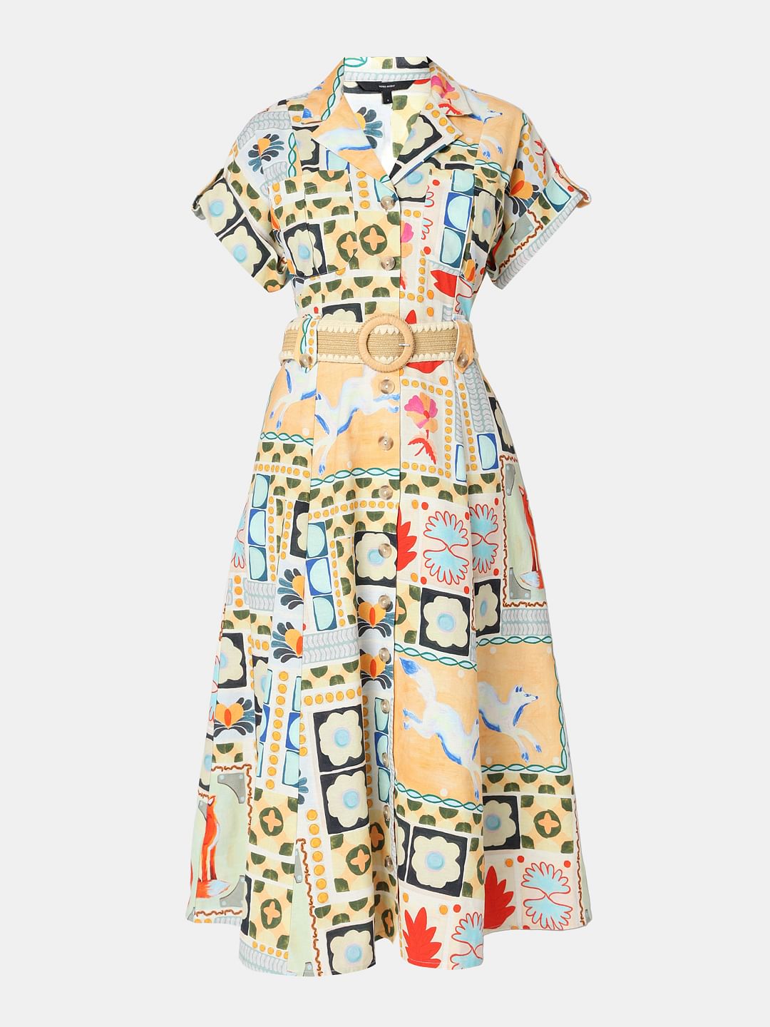 Multi-Colour Printed Shirt Dress