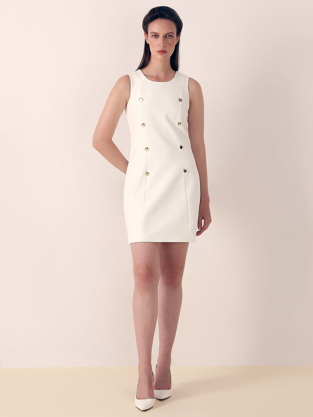 Off-White Sleeveless Sheath Dress