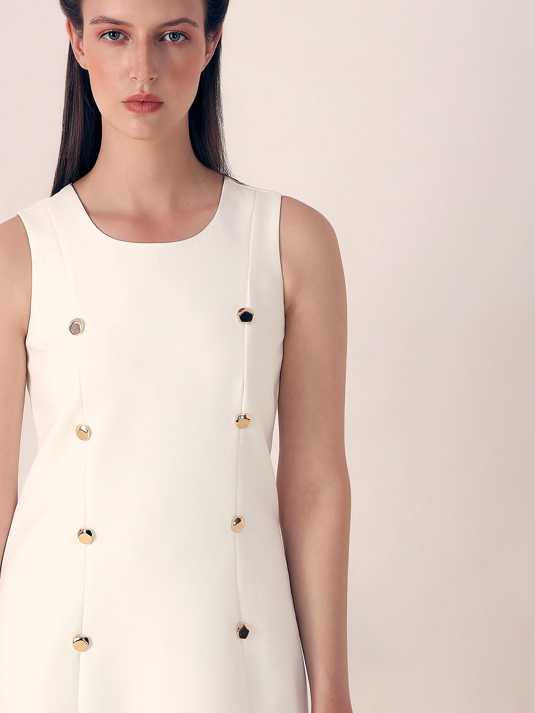 Off-White Sleeveless Sheath Dress