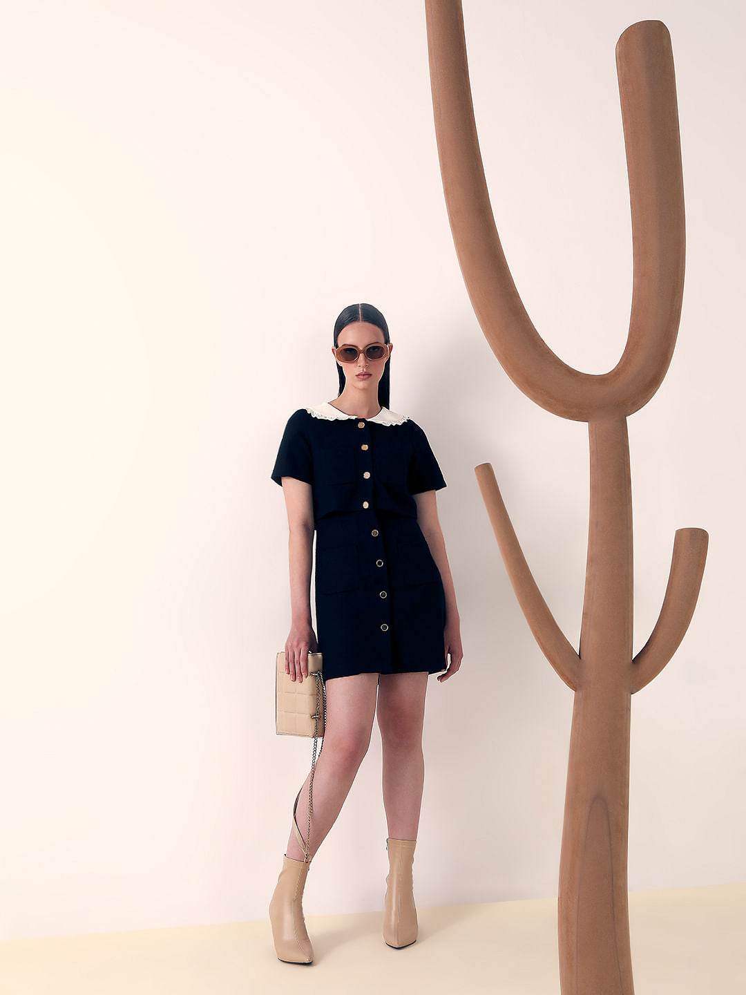 Black Textured Mini Dress