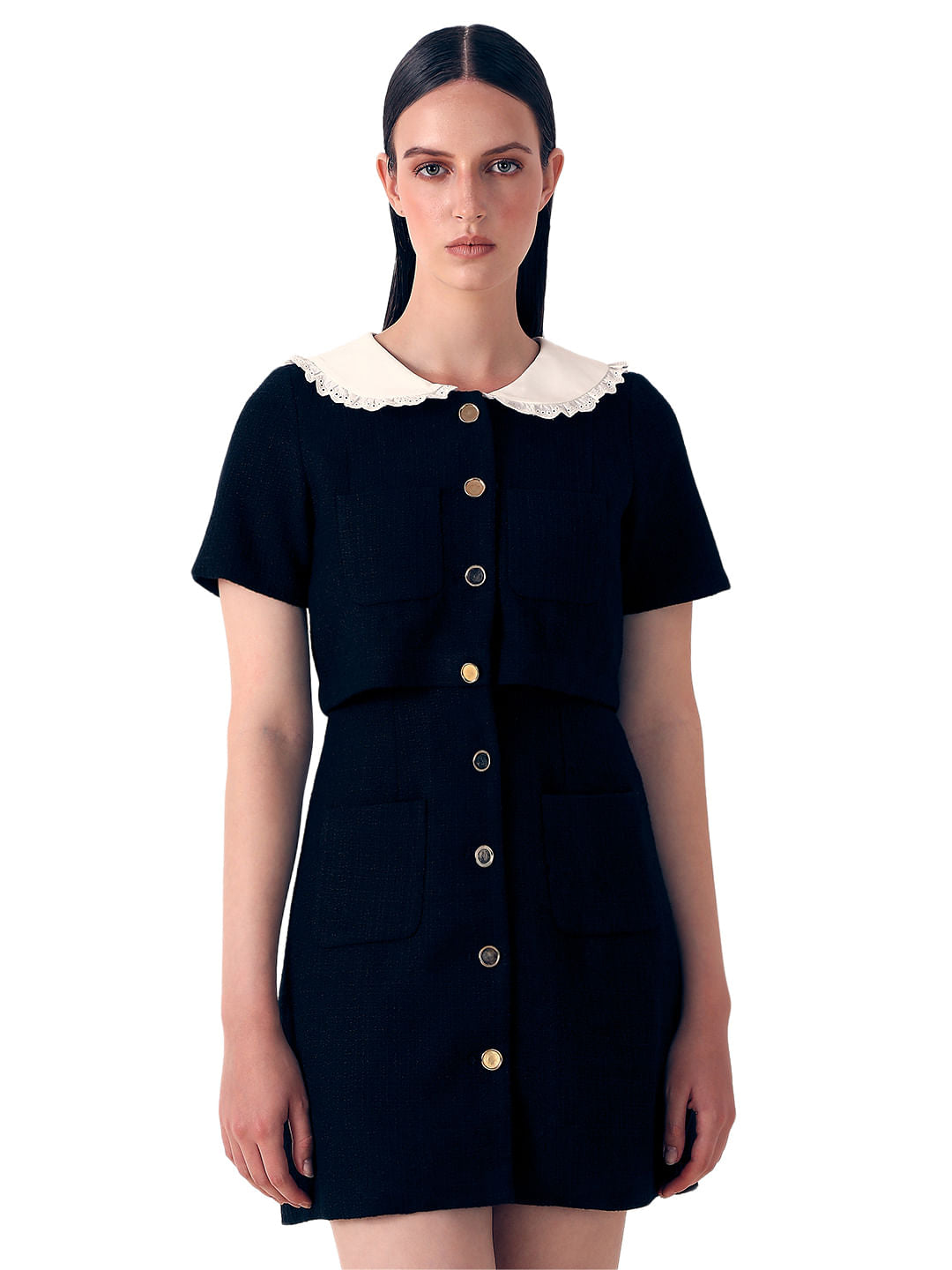 Black Textured Mini Dress