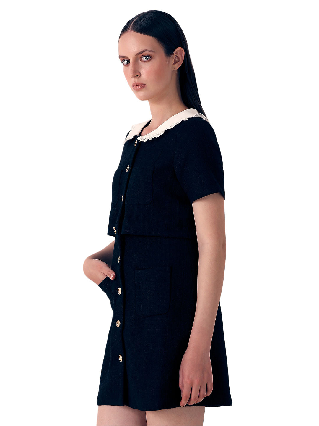 Black Textured Mini Dress