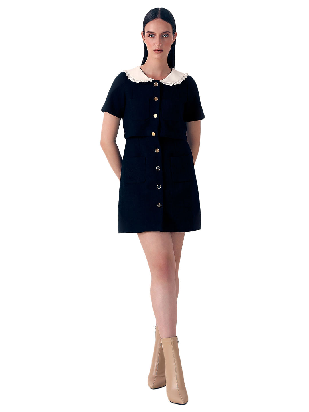 Black Textured Mini Dress