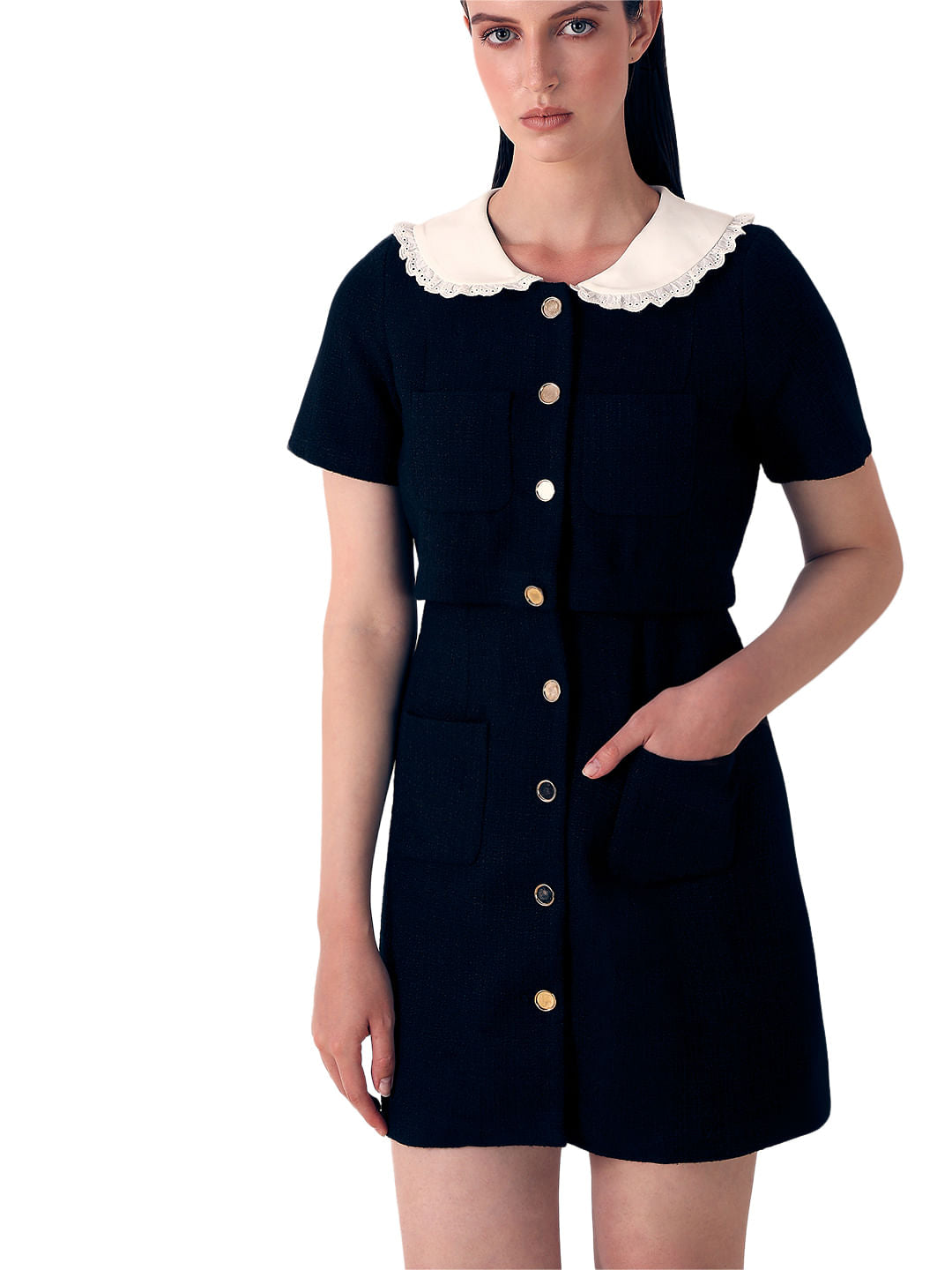 Black Textured Mini Dress