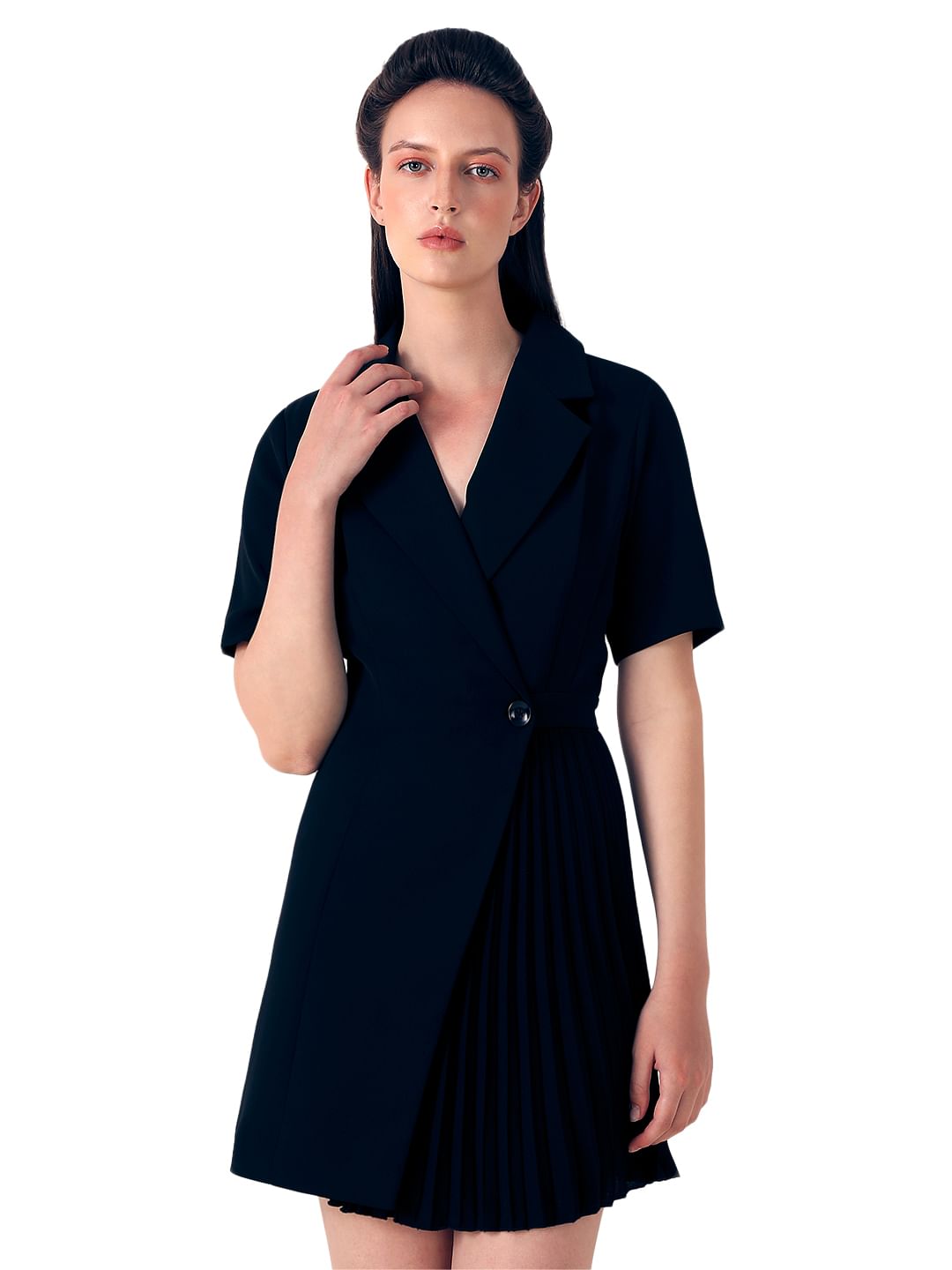 Black Pleated Blazer Dress