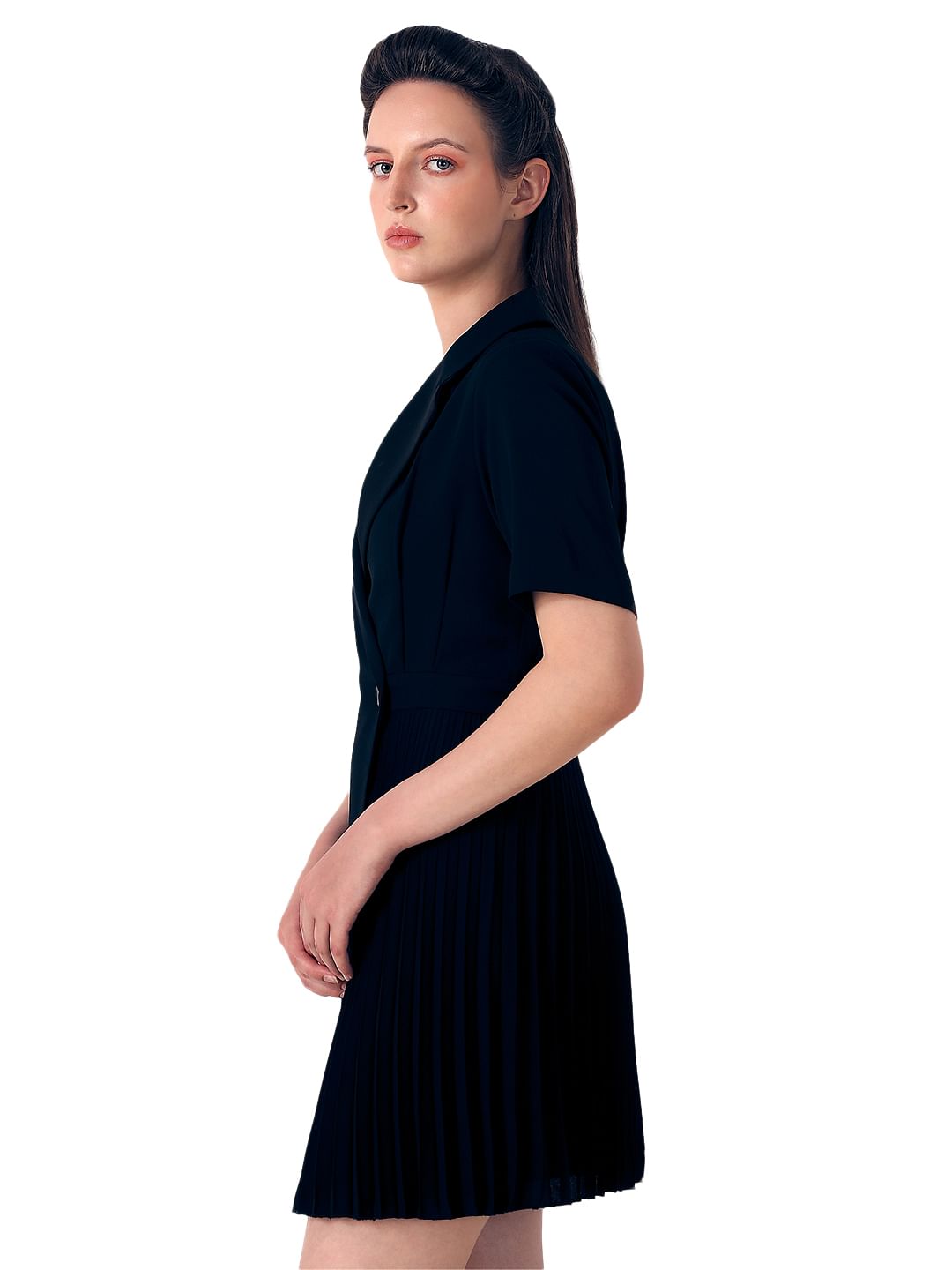 Black Pleated Blazer Dress