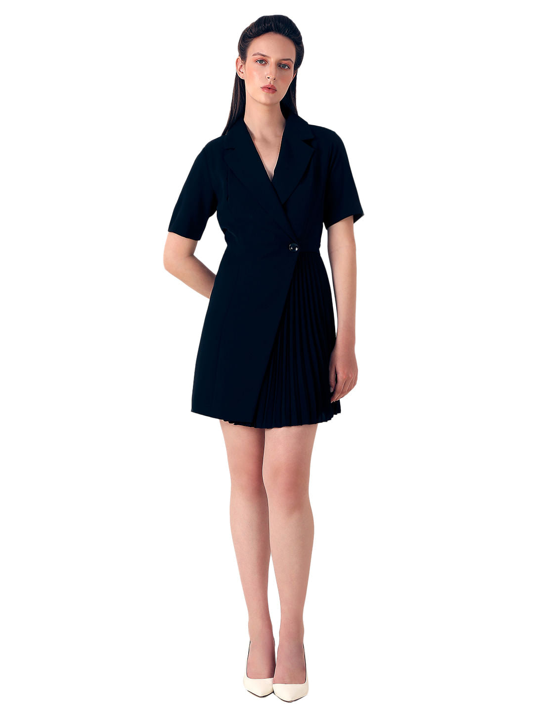 Black Pleated Blazer Dress