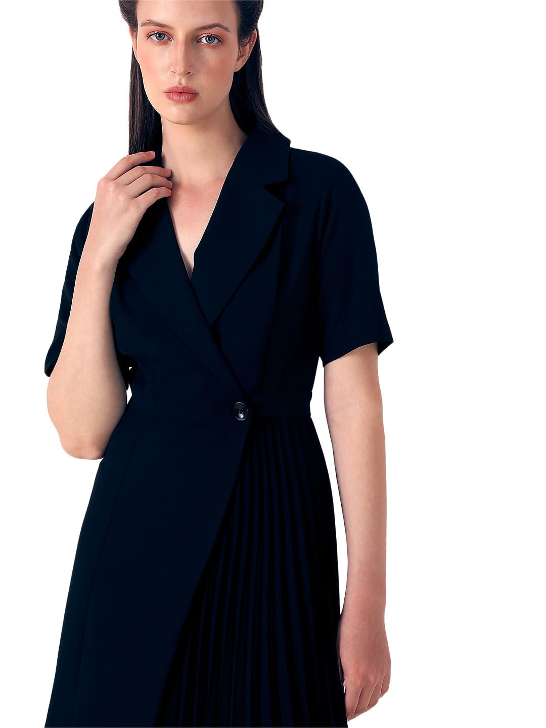 Black Pleated Blazer Dress