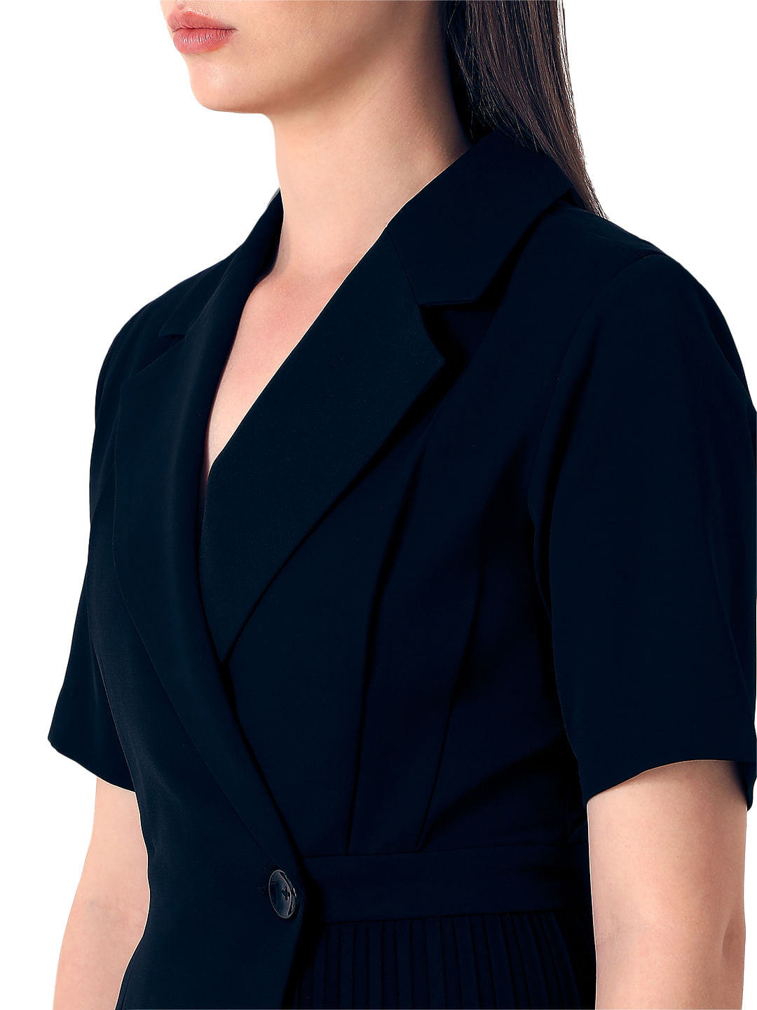 Black Pleated Blazer Dress