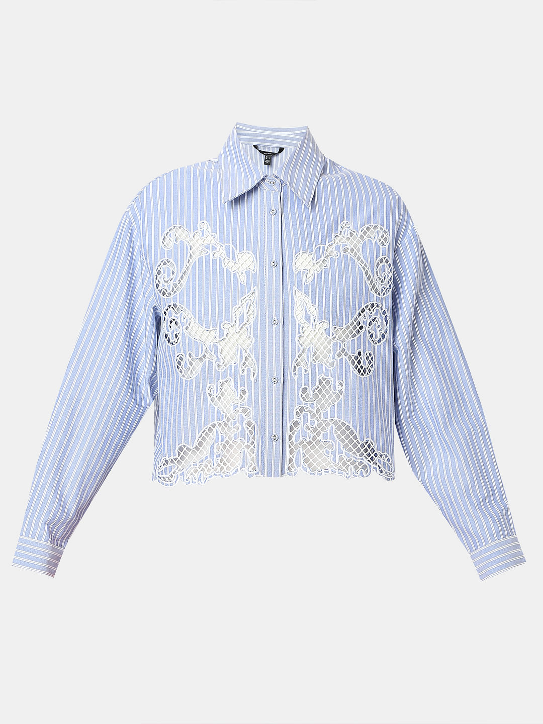 Blue Lace Striped Shirt