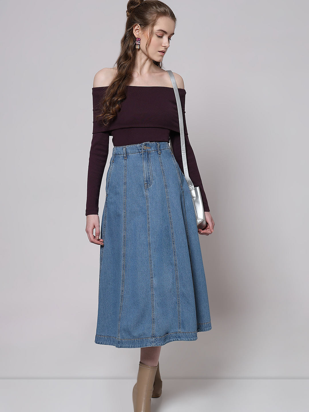 Burgundy Off-Shoulder Top