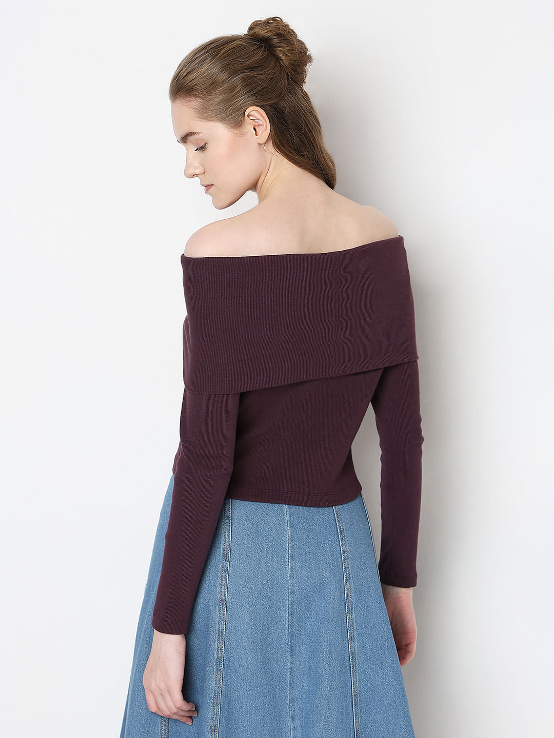 Burgundy Off-Shoulder Top