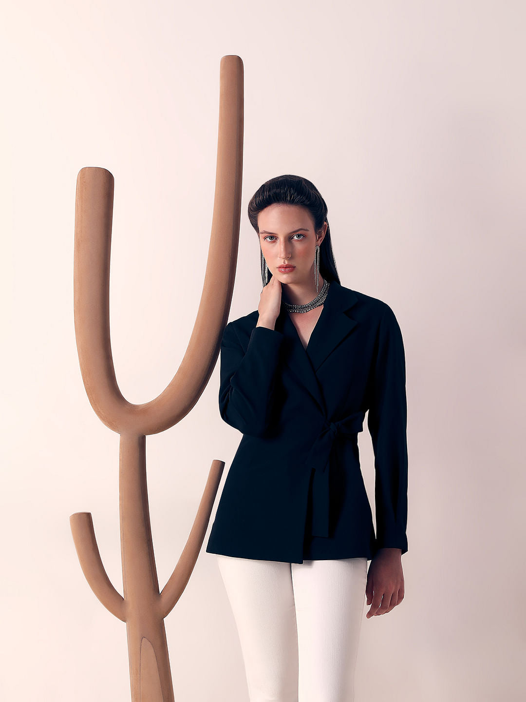 Black Wrap Tailored Blazer