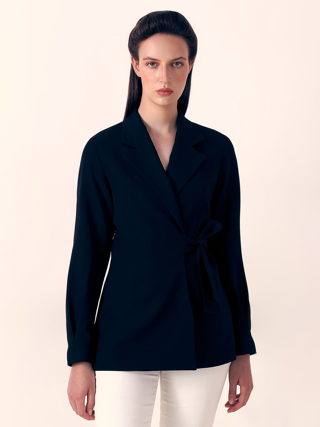 Black Wrap Tailored Blazer
