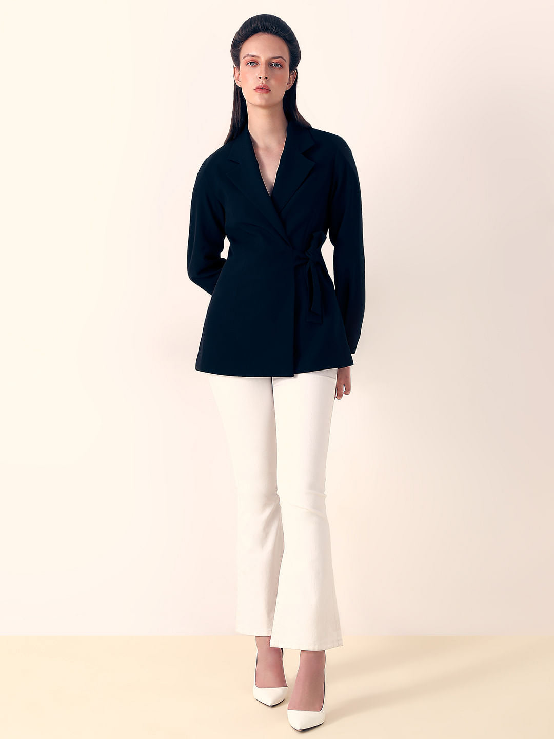 Black Wrap Tailored Blazer