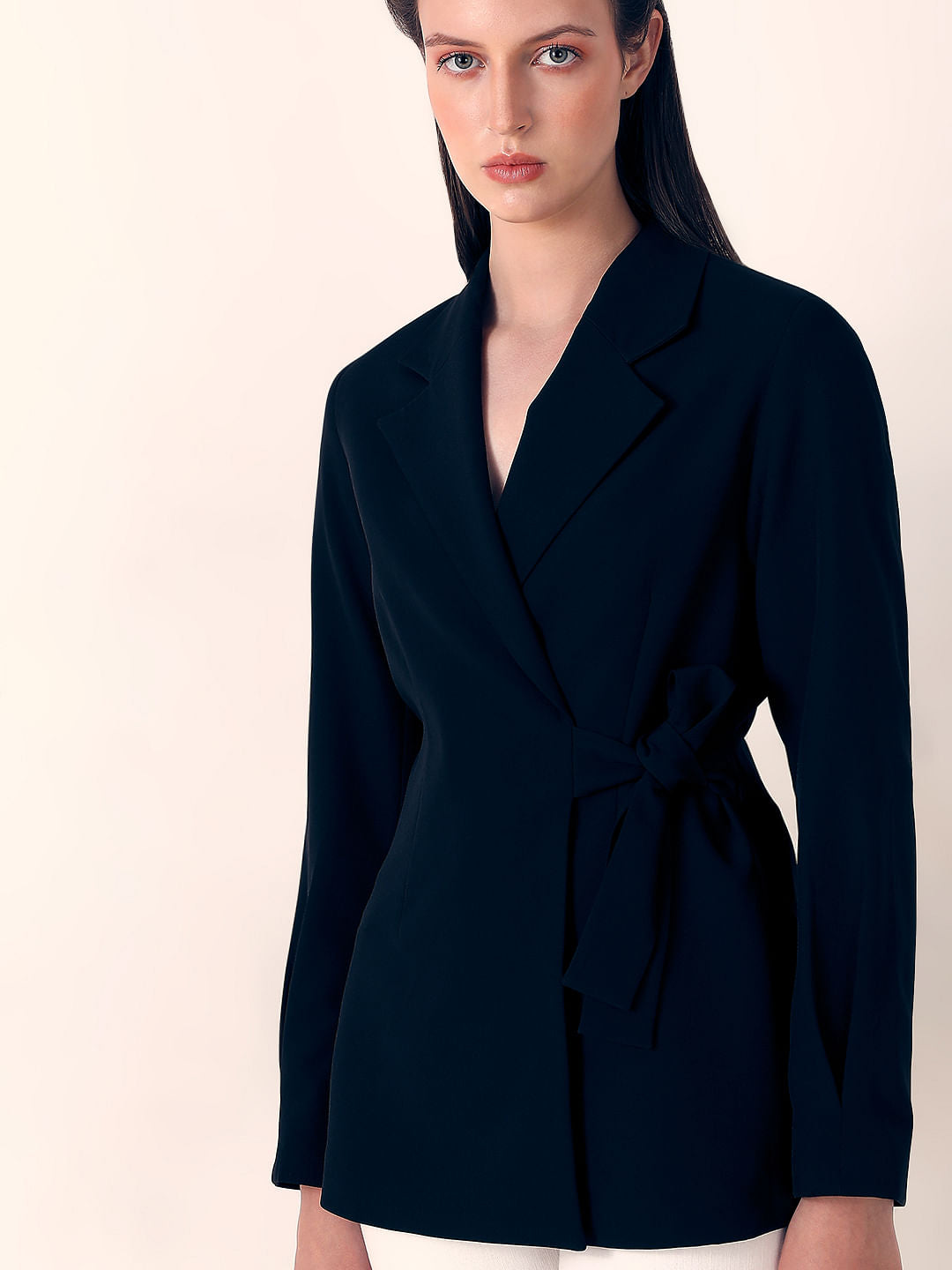 Black Wrap Tailored Blazer