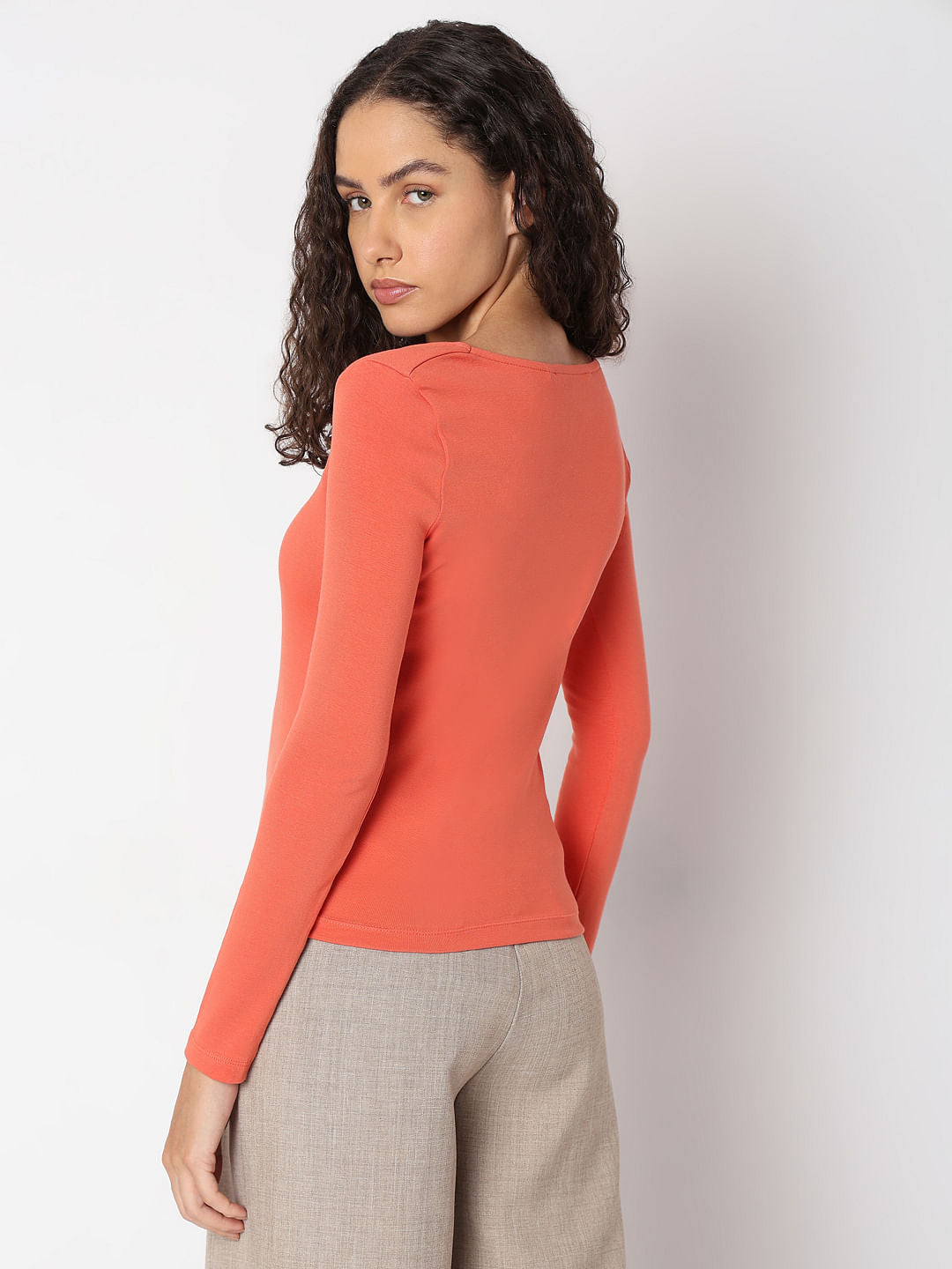 Coral Square Neck Top