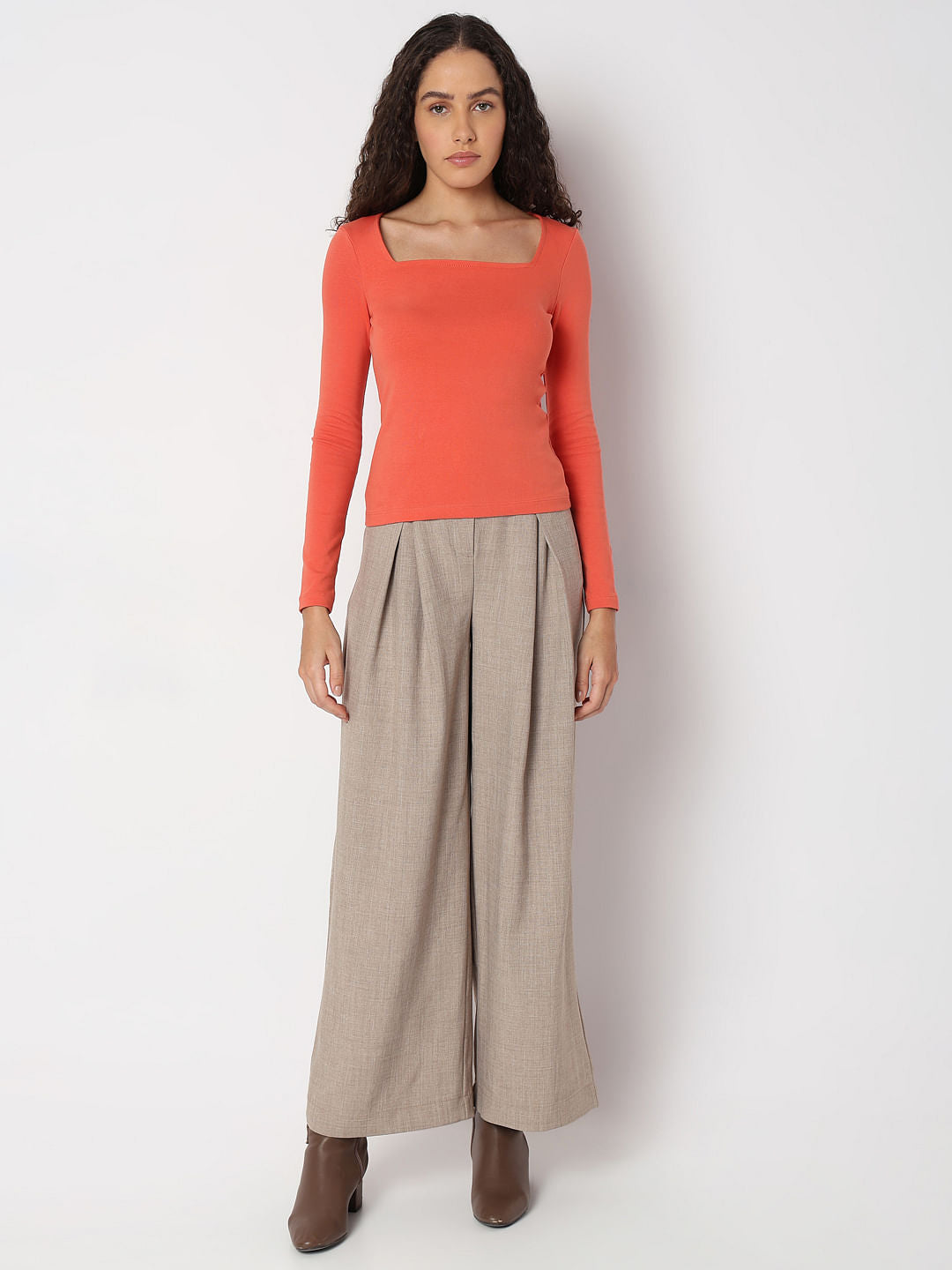 Coral Square Neck Top