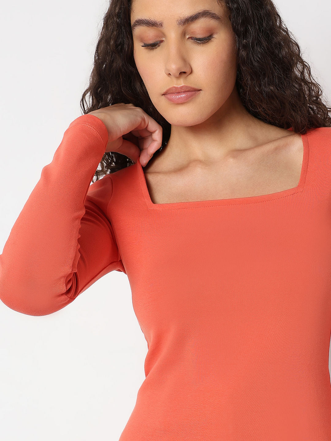 Coral Square Neck Top