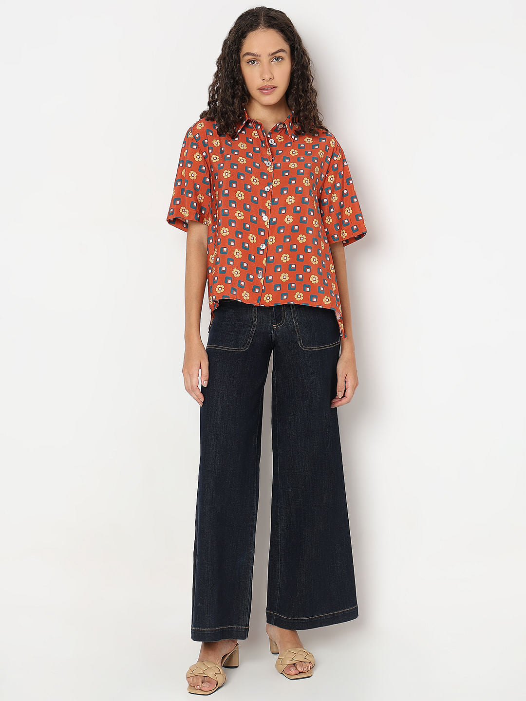 Warm Orange Printed Shirt