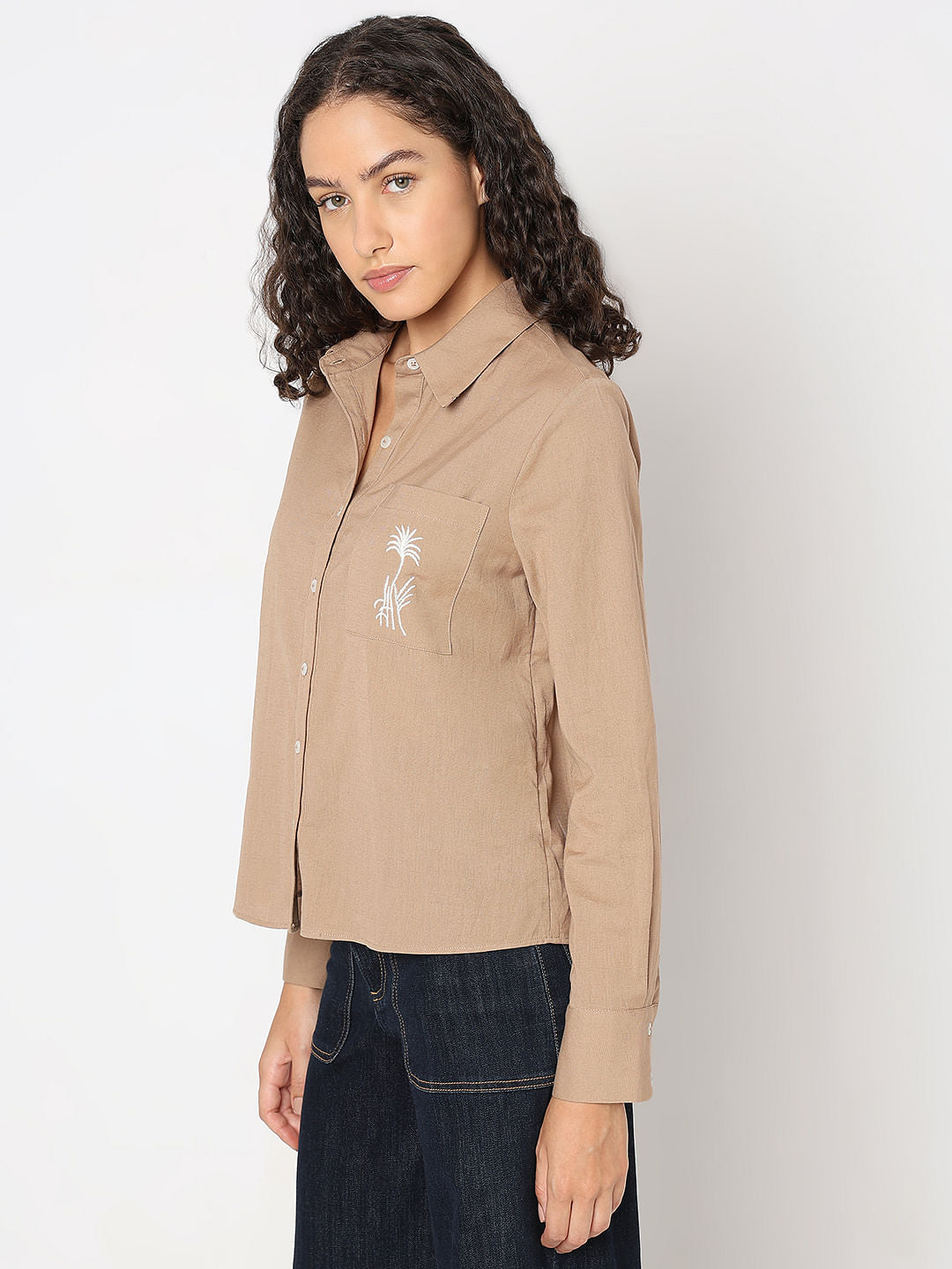 Brown Cotton-Linen Shirt