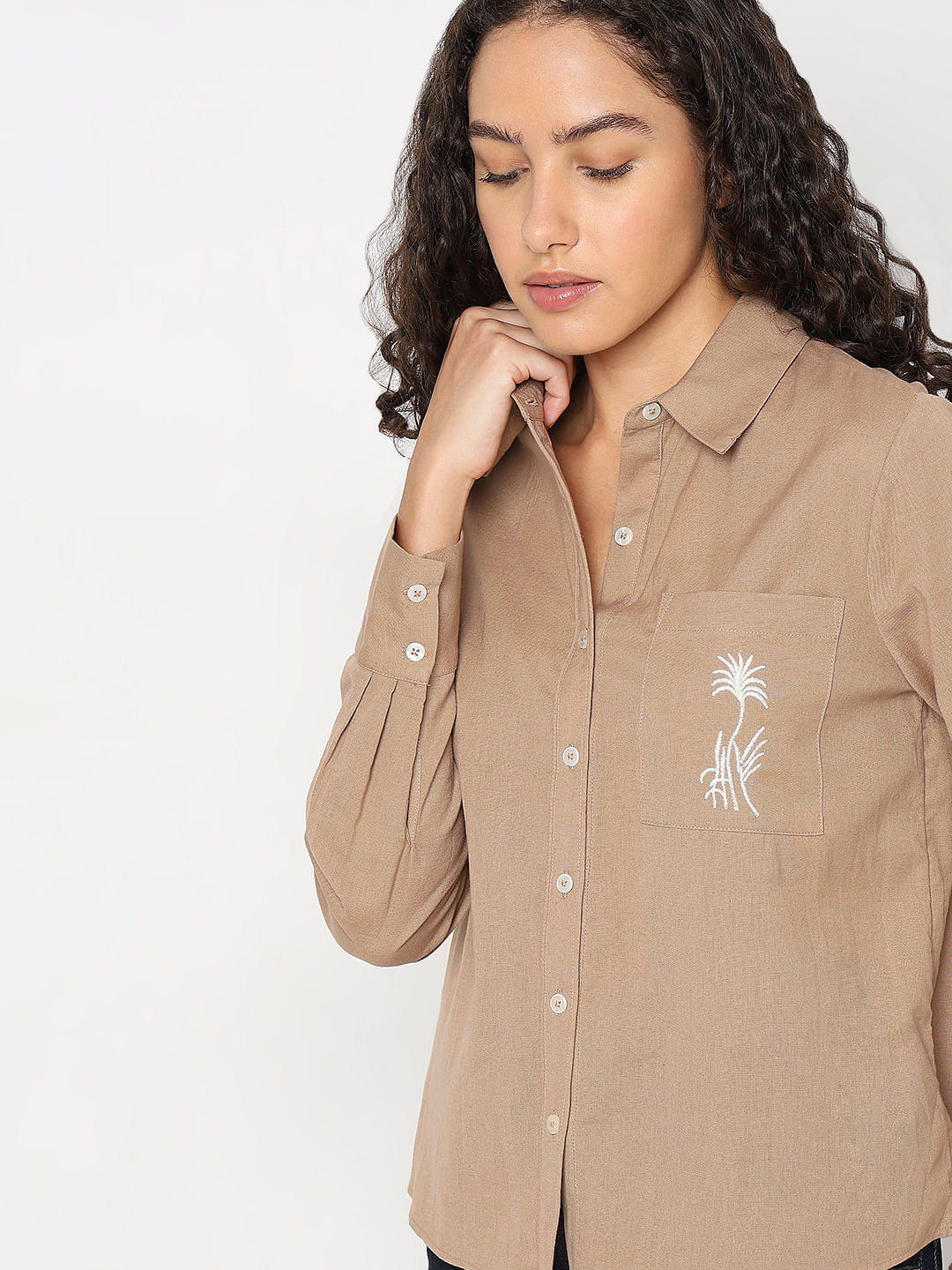 Brown Cotton-Linen Shirt