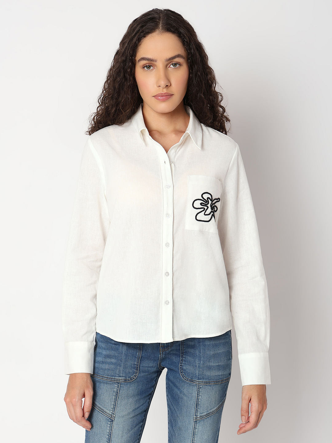 White Cotton-Linen Shirt