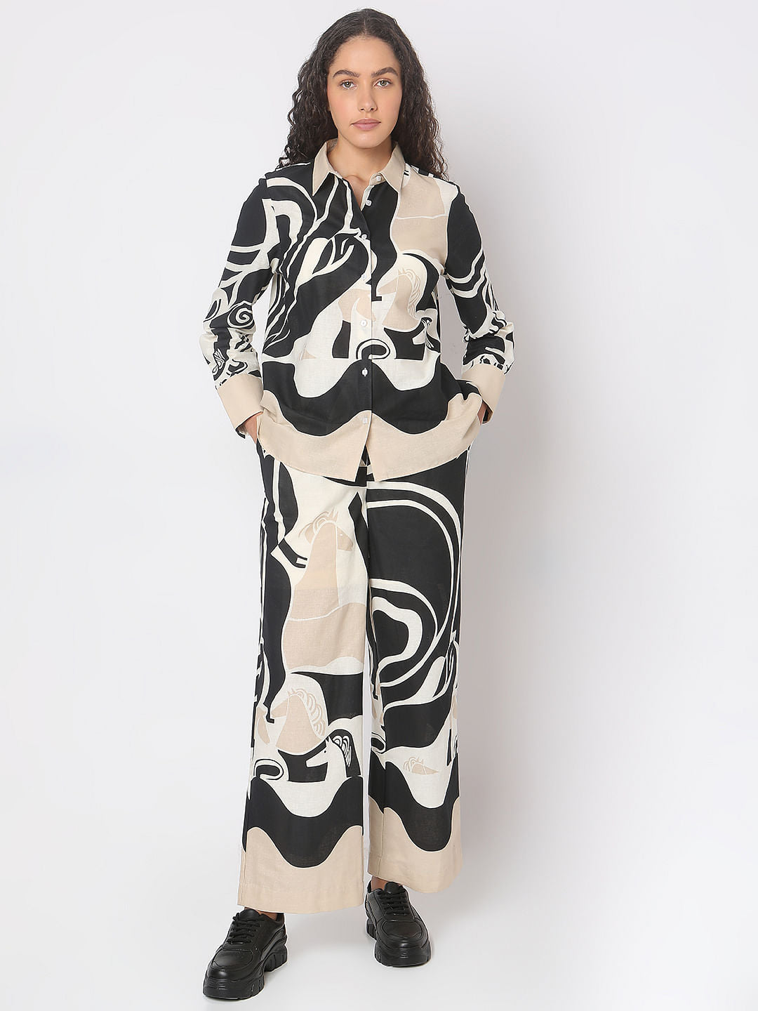 Off-White Abstract Print Co-Ord Set Shirt