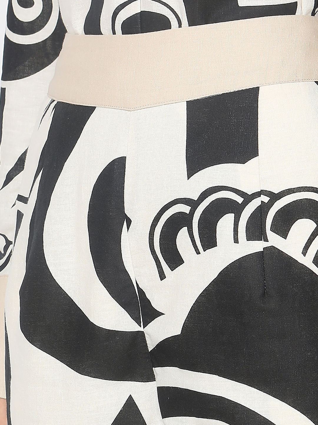 Beige Abstract Print Pant