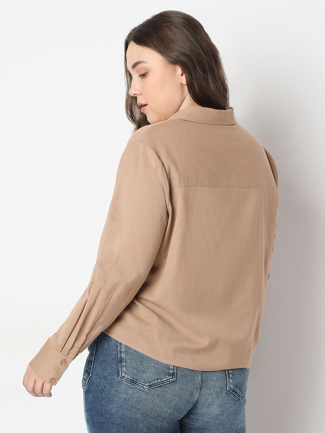 Curve Tan Cotton Shirt