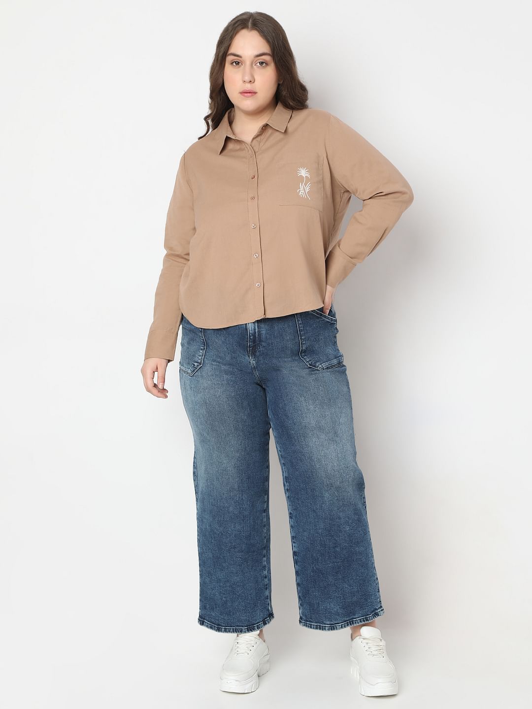 Curve Tan Cotton Shirt