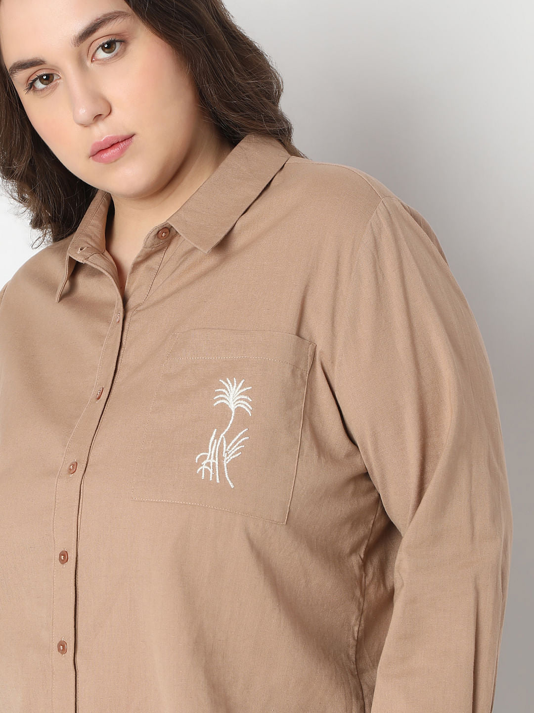 Curve Tan Cotton Shirt
