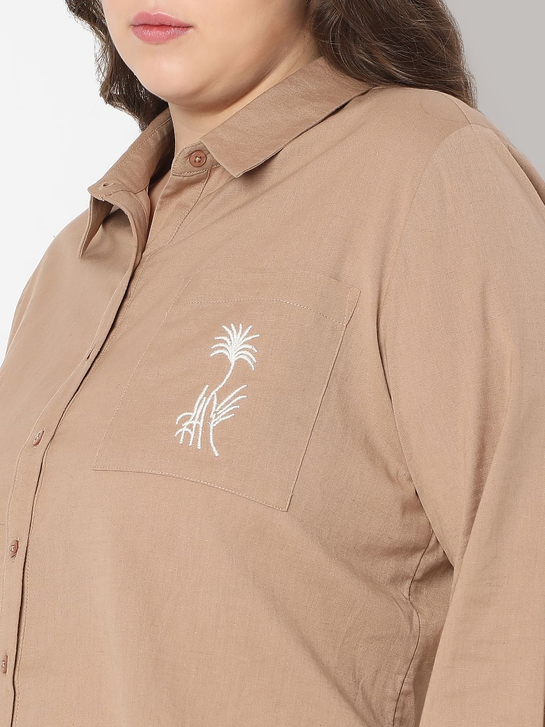 Curve Tan Cotton Shirt