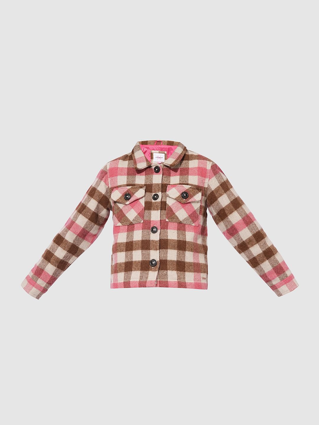 Girls Brown Check Shirt