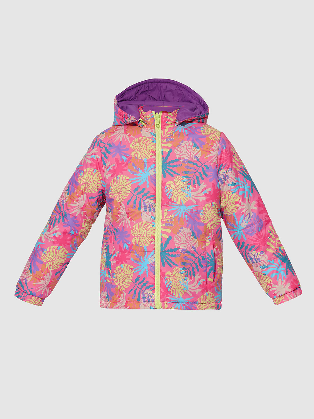 Girls Pink Reversible Puffer Jacket