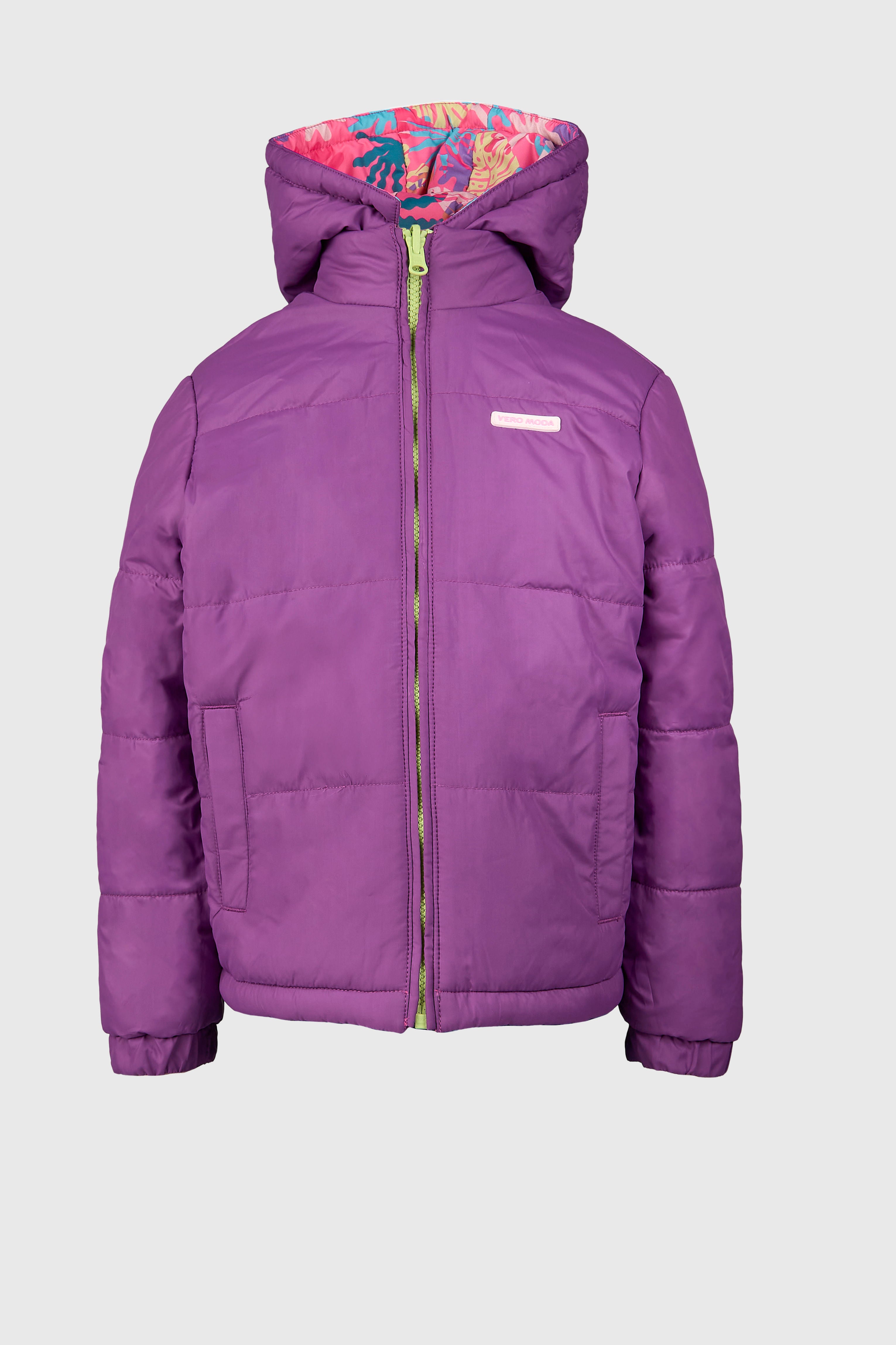 Girls Pink Reversible Puffer Jacket