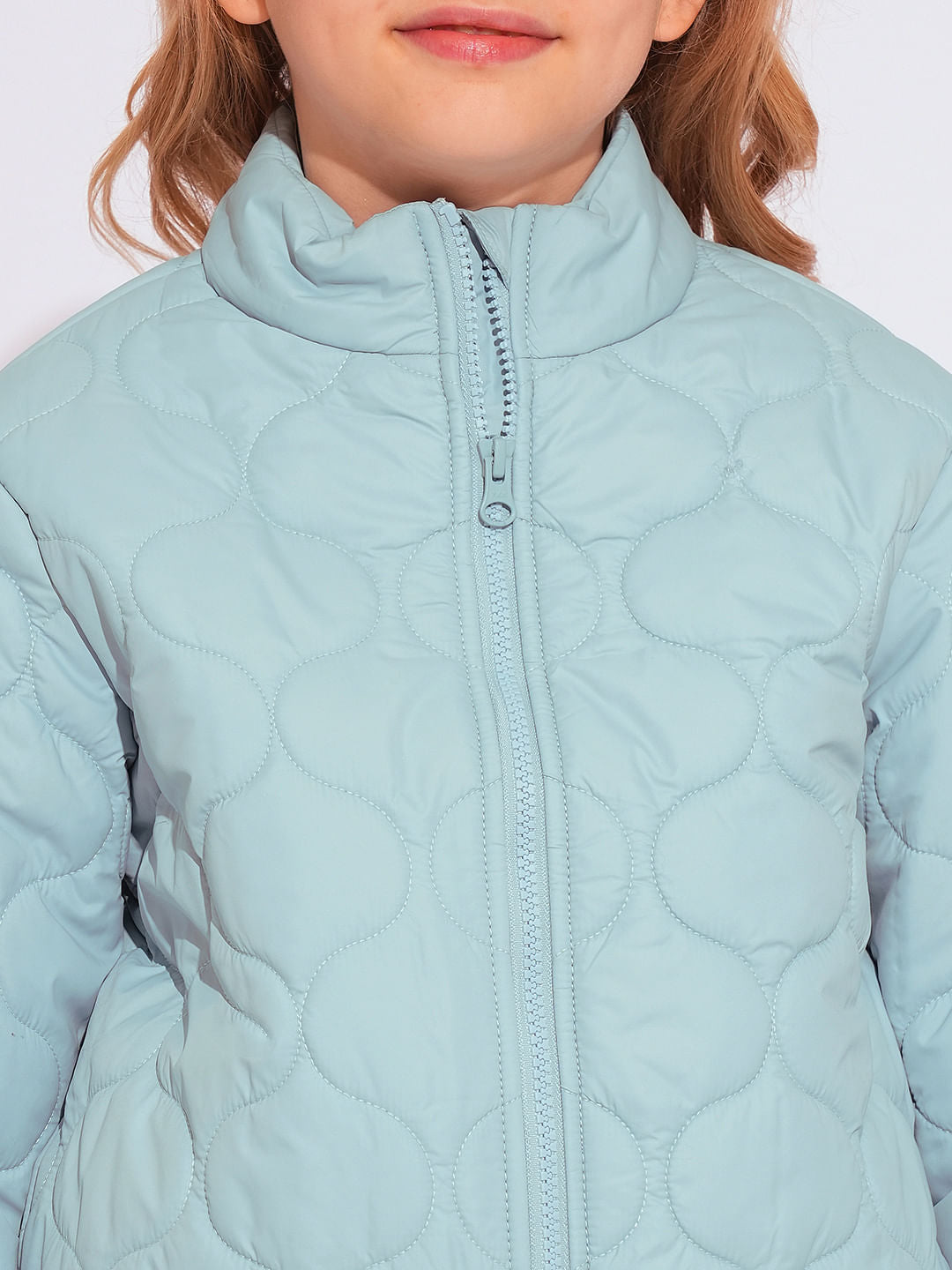 Girls Turquoise Quilted Puffer Jacket