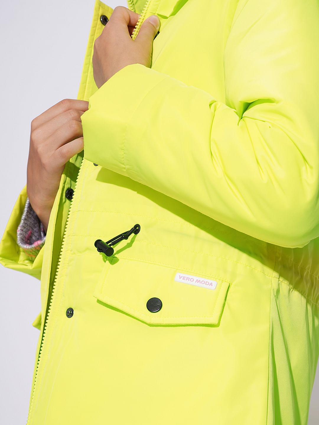 Girls Yellow Fur Hooded Parka Jacket