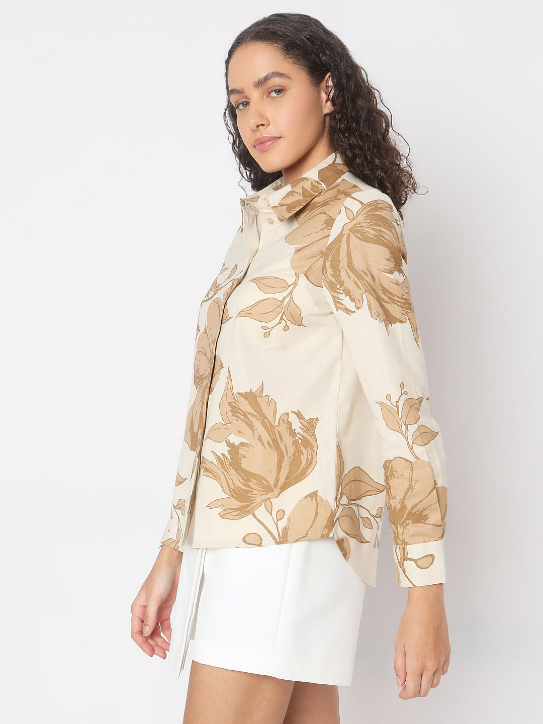 Beige Floral Shirt