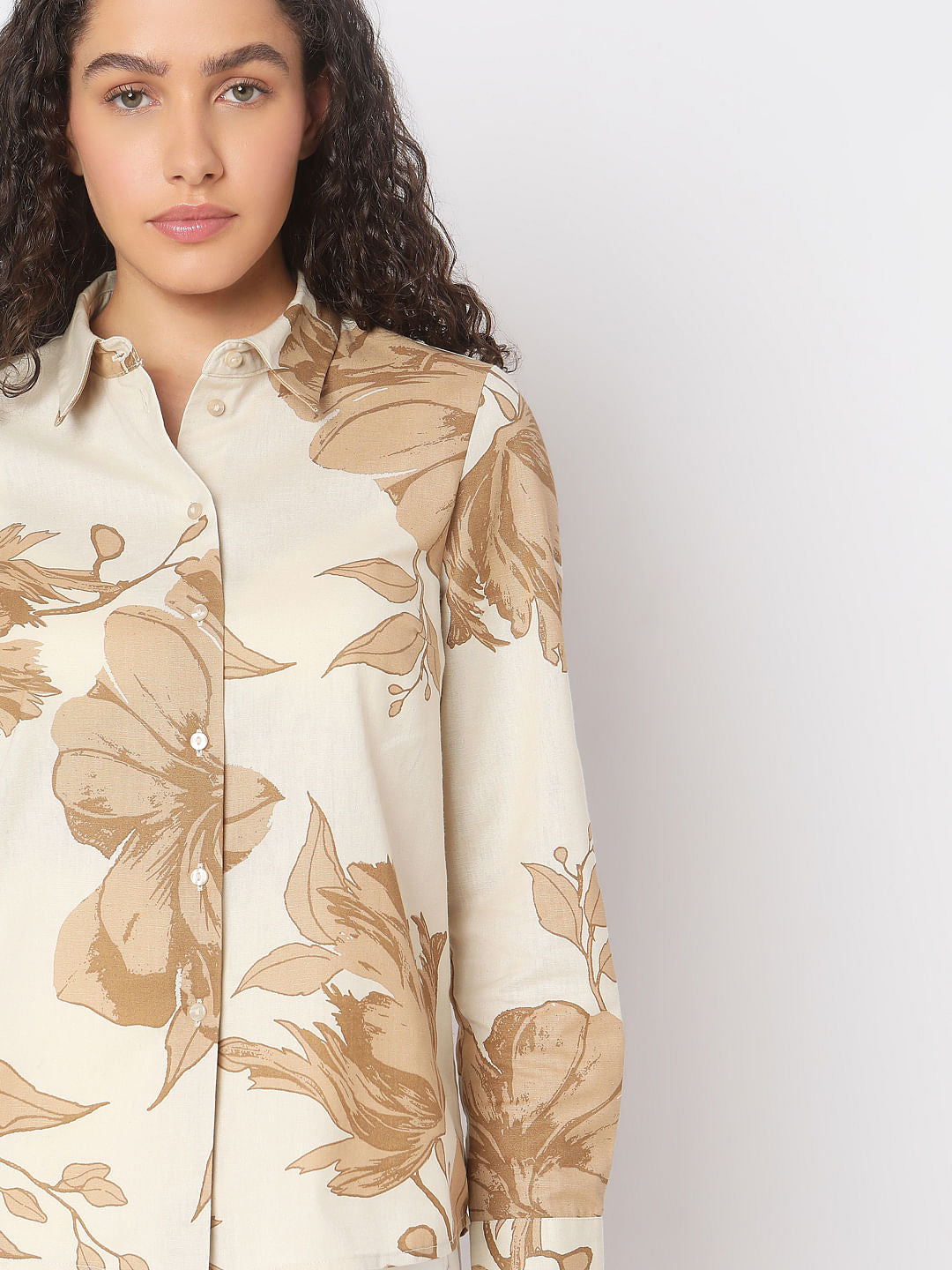 Beige Floral Shirt