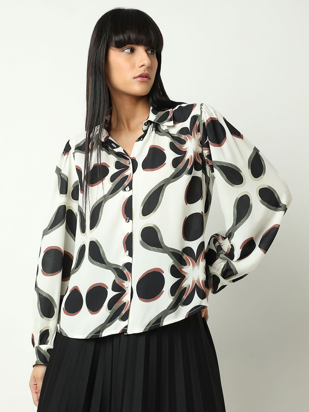 Black Printed Full Sleeves Shirt