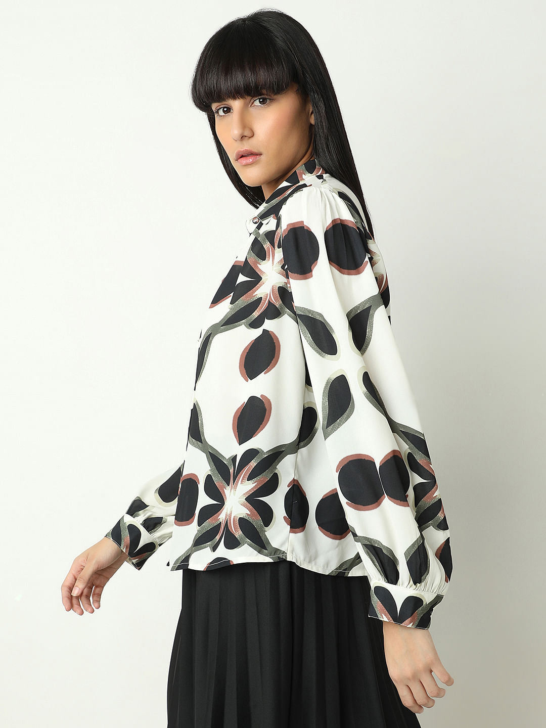 Black Printed Full Sleeves Shirt