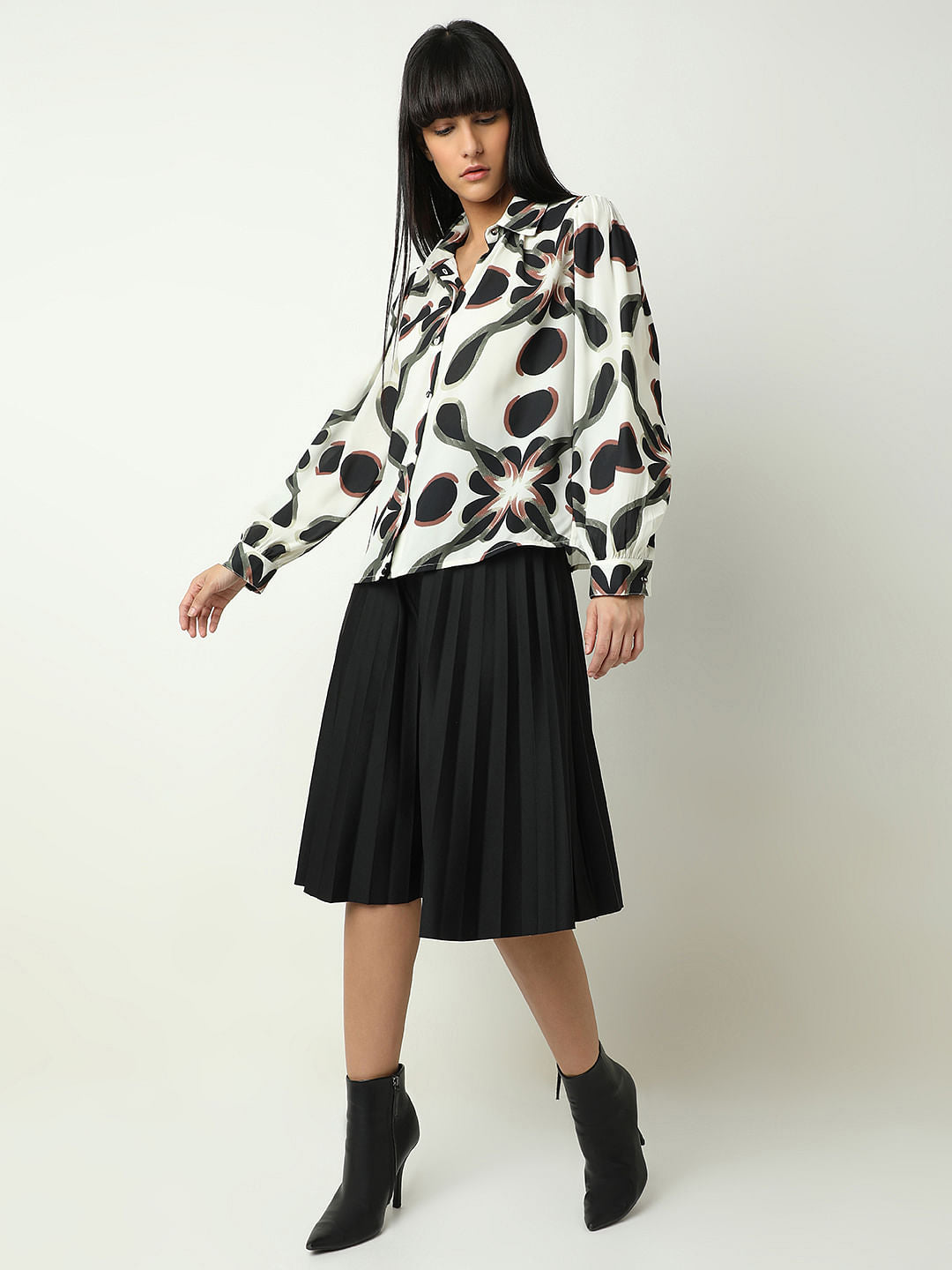 Black Printed Full Sleeves Shirt
