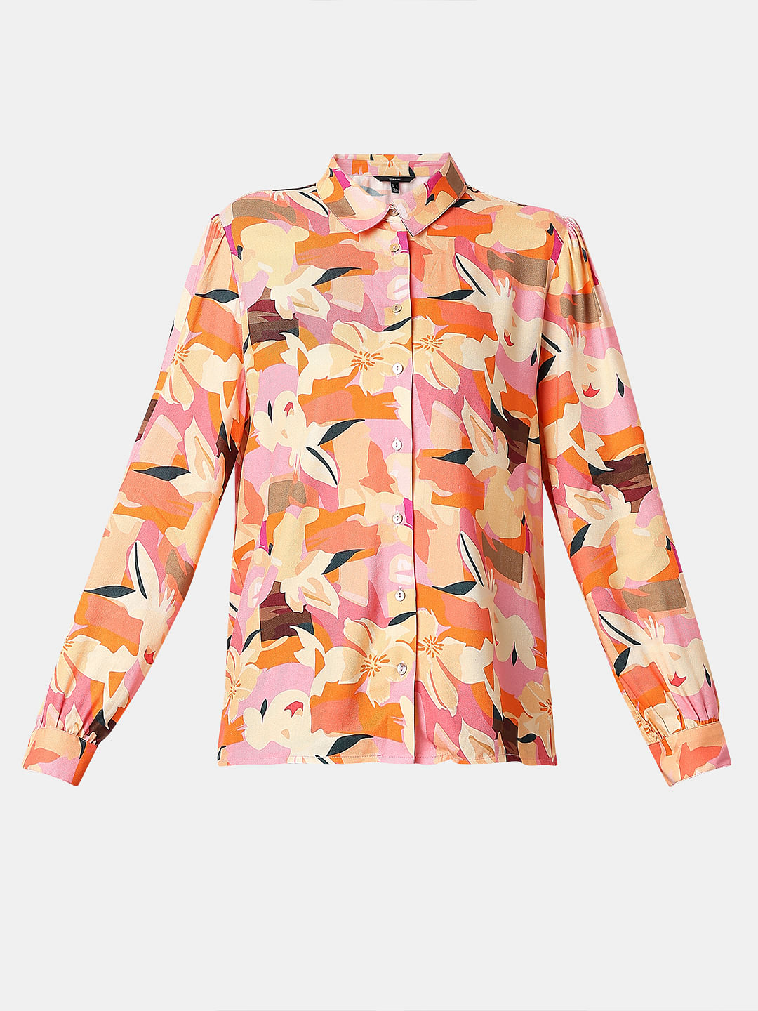 Orange Floral Print Shirt