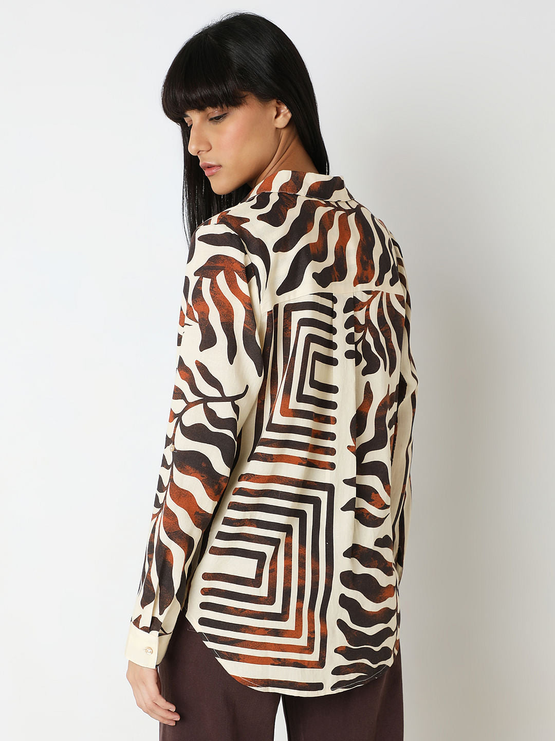 Brown Abstract Print Shirt