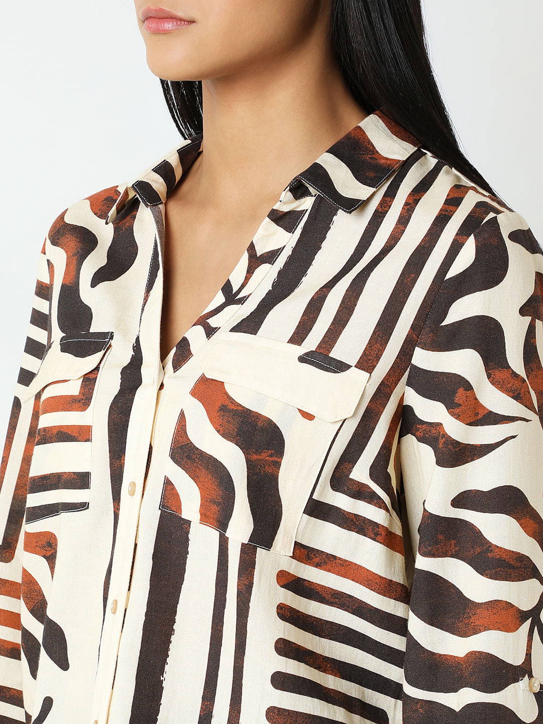 Brown Abstract Print Shirt